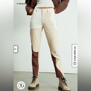 PacSun Eco Tan and Brown Paneled Mom Jeans - Size 27